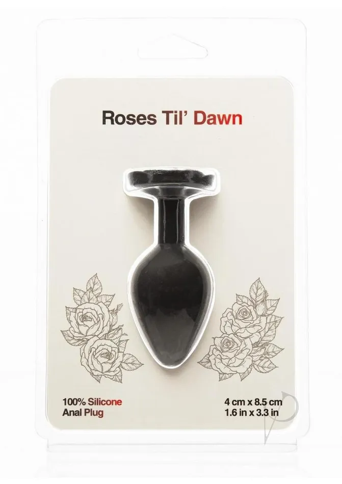 Bms Factory Roses Til Dawn Silicone Butt Plug Medium Black Anal