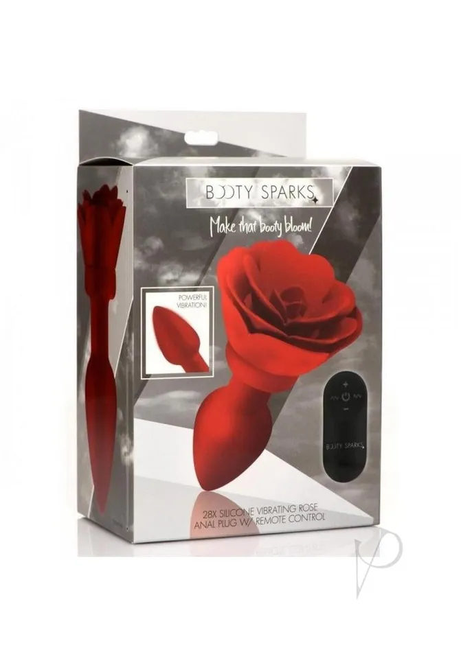 Booty Sparks 28X Rechargeable Silicone Vibrating Rose Anal Plug with Remote Control Large Red Booty Sparks Male Sex Toys Booty Sparks 28X Rechargeable Silicone Vibrating Rose Anal Plug with Remote Control Large Red Booty Sparks Male Sex Toys