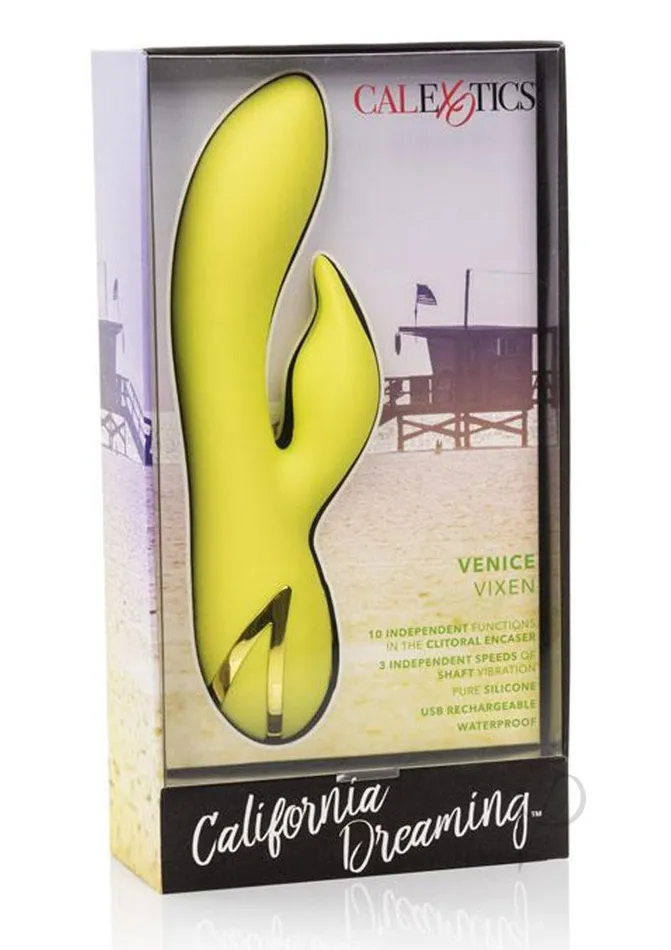 California Dreaming Venice Vixen Silicone Rabbit Vibrator Yellow California Dreaming Female Sex Toys California Dreaming Venice Vixen Silicone Rabbit Vibrator Yellow California Dreaming Female Sex Toys