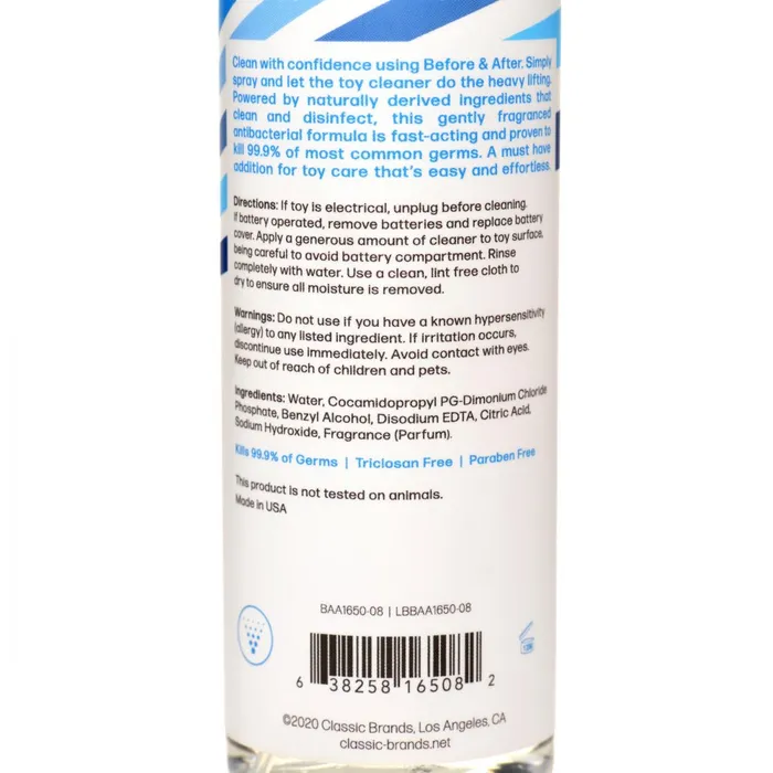 California Exotics Novelties Vibrators Before and After AntiBacterial Adult Toy Cleaner 8 fl oz