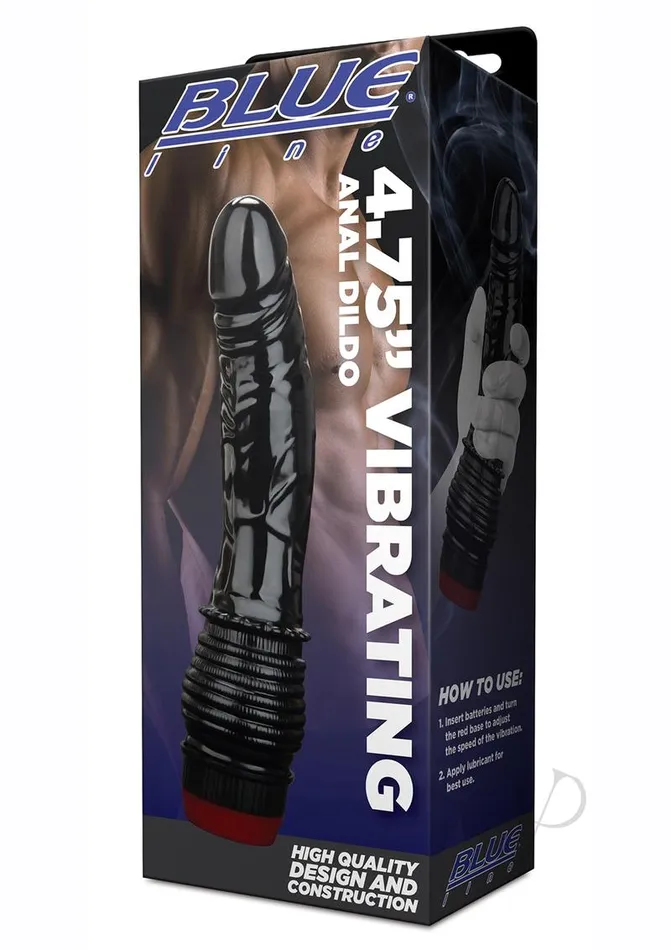 CandB Gear Vibrating Anal Dildo 475in Black Blue Line Cand B Gear Anal