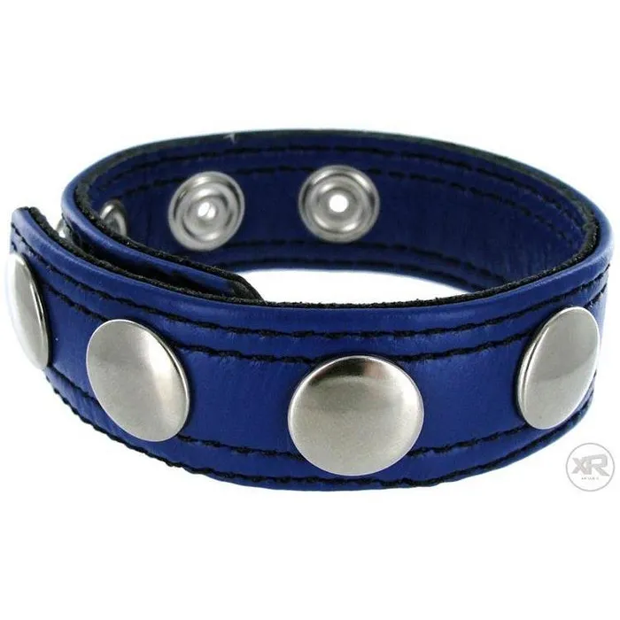 Cobalt Blue Leather Speed Snap Cock Ring Strict Leather Male Sex Toys