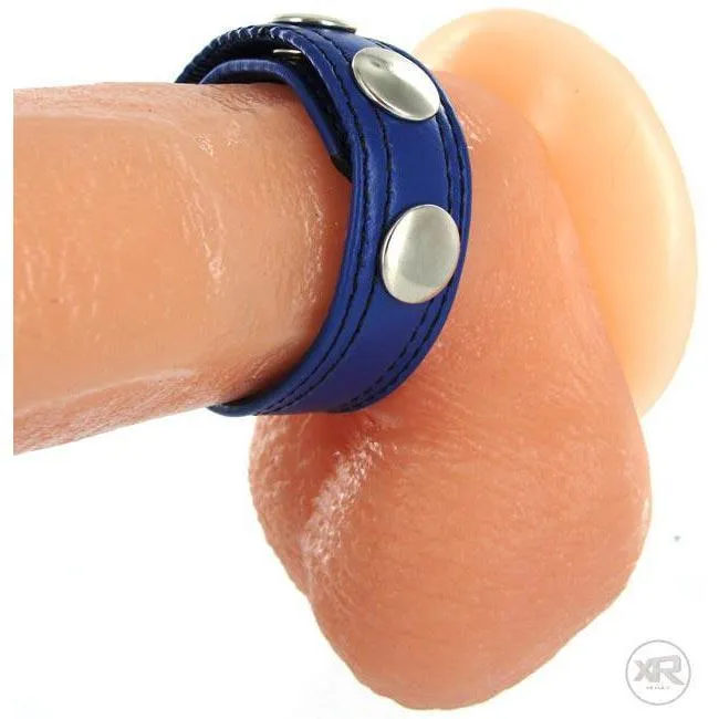 Cobalt Blue Leather Speed Snap Cock Ring Strict Leather Male Sex Toys