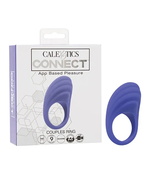 Connect Female Sex Toys CalExotics Connect App Compatible Rechargeable Silicone Couples Cock Ring with Remote Control Purple