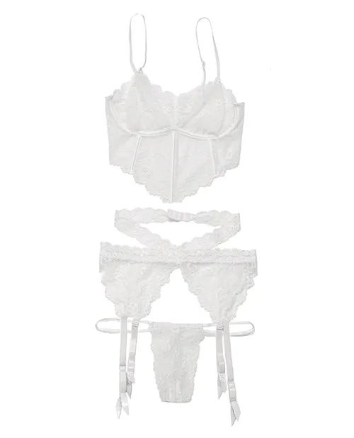 Coquette Male Sex Toys Scallop Stretch Lace Long Line Soft Cup Bra Garterbelt GString White OS Coquette Male Sex Toys Scallop Stretch Lace Long Line Soft Cup Bra Garterbelt GString White OS