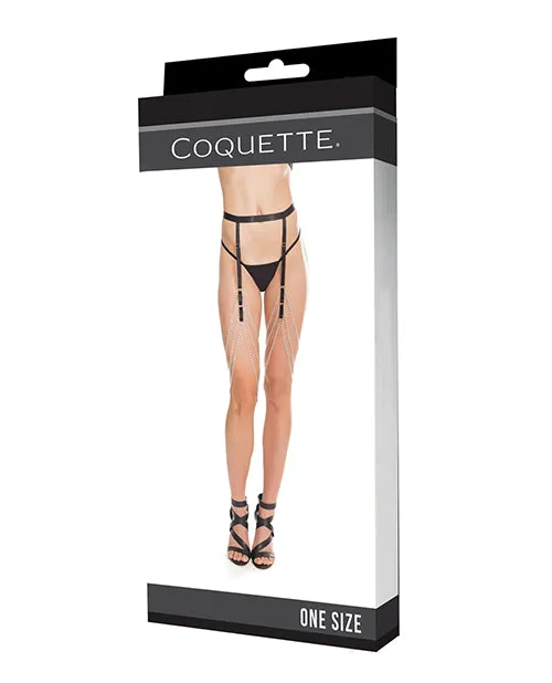 Coquette Vibrators Coquette Darque Elastic Chain Garterbelt BK OS