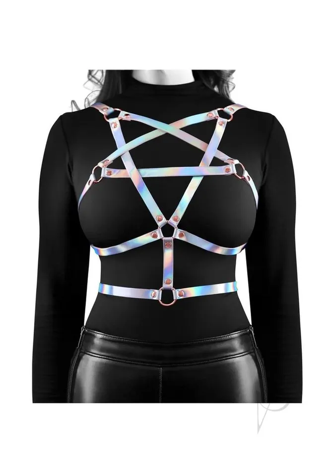 Cosmo Harness Risque Chest Harness LargeXLarge Rainbow Cosmo Female Sex Toys