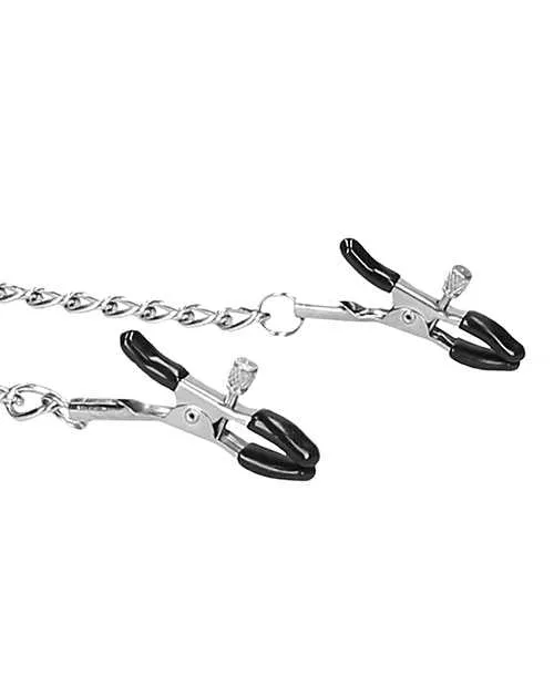 Couples Ouch Ouch Velcro Collar with Nipple Clamps Black Couples Ouch Ouch Velcro Collar with Nipple Clamps Black