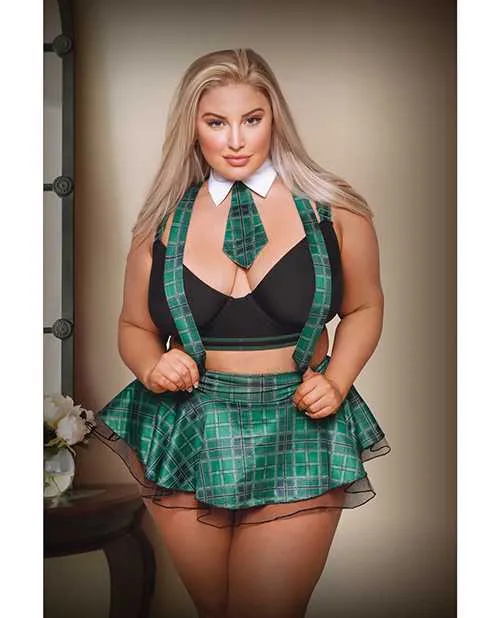 Couples Play Slithern To Your DMs School Girl Green Plaid 1X2X Play By Fantasy Lingerie