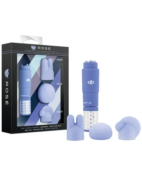 Couples Rose Rose Revitalize Massage Kit with Silicone Attachments Periwinkle Couples Rose Rose Revitalize Massage Kit with Silicone Attachments Periwinkle