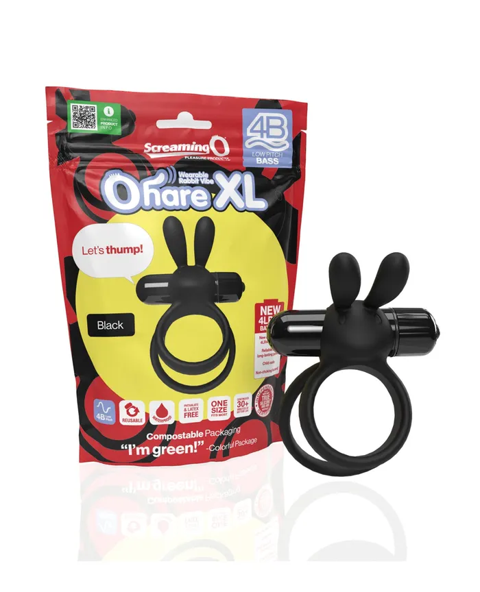 Couples Screaming O Screaming O 4B Ohare XL Silicone Vibrating Cock Ring Black