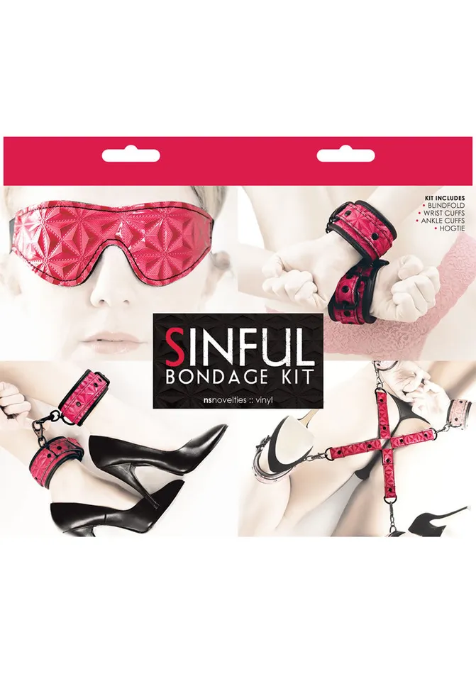 Couples Sinful By Ns Novelties Sinful Bondage Vinyl Kit Set of 4 Pink