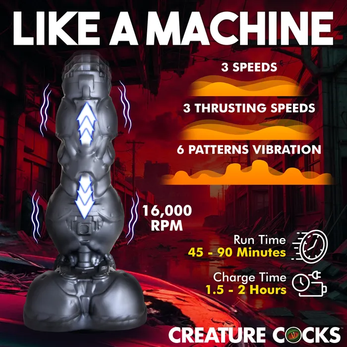 Creature Cocks Female Sex Toys Cyborg Cock Thrusting Vibrating Silicone Dildo