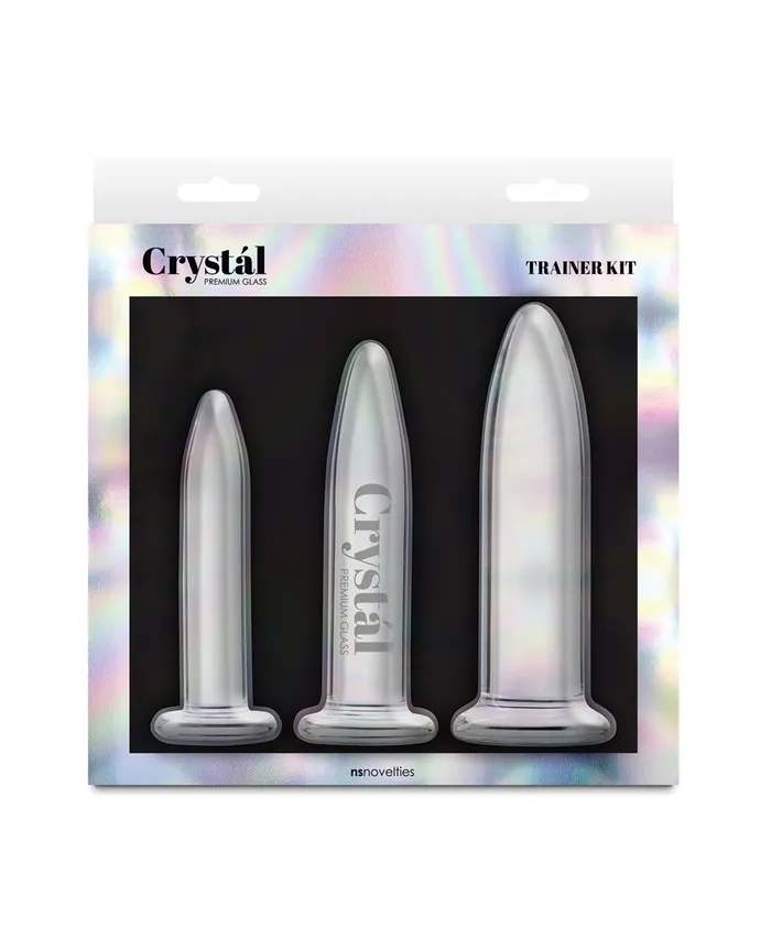 Crystal Trainer Glass Anal Plugs Kit 3pc Set Clear Crystal Anal