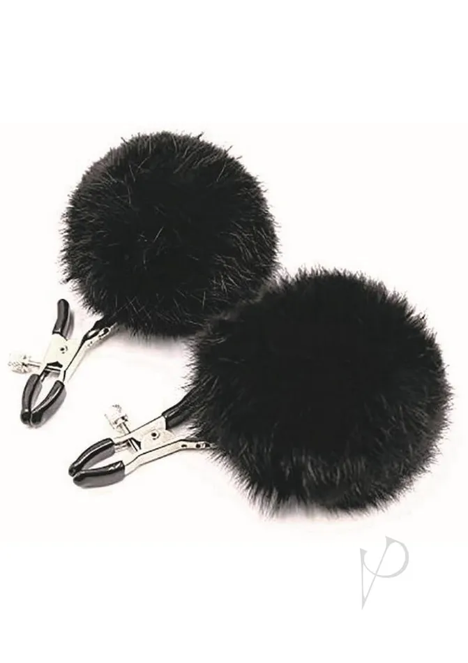 Dildos Af Sexy AF Nipple Clamps Puff Balls Black