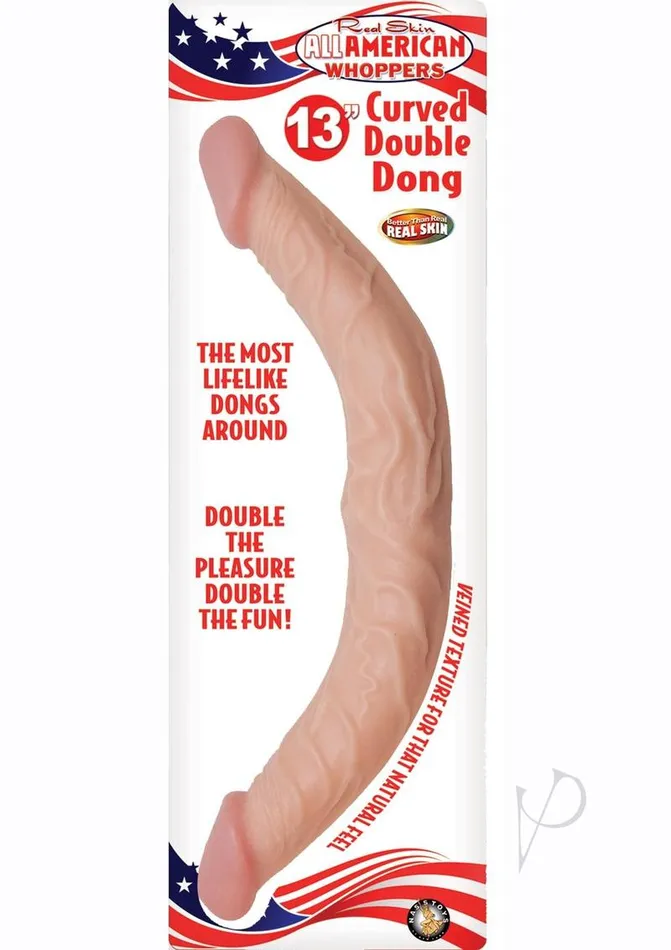 Dildos All American Whoppers Curved Double Dildo 13in Vanilla Whoppers