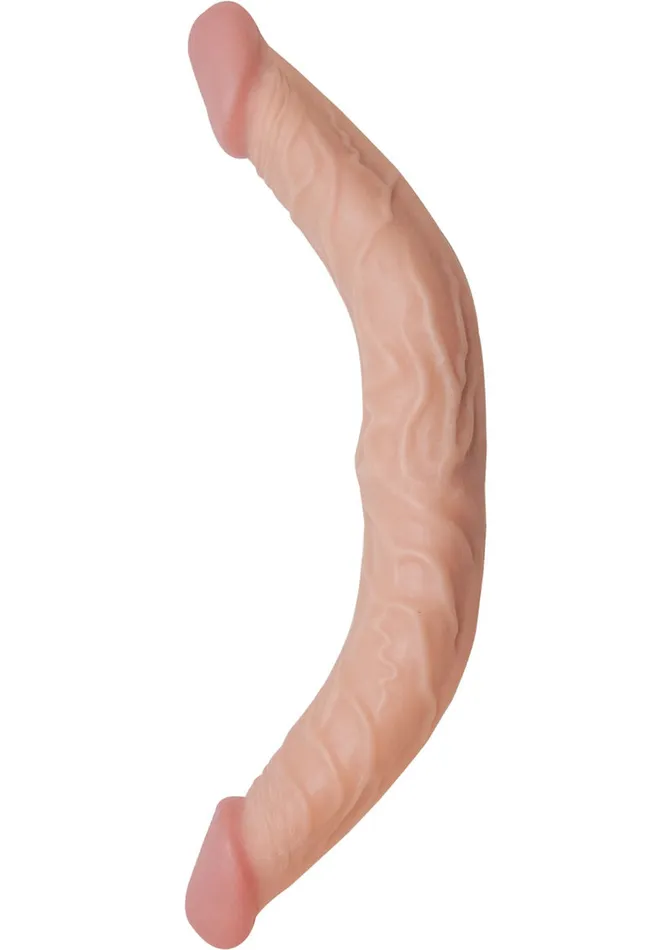 Dildos All American Whoppers Curved Double Dildo 13in Vanilla Whoppers