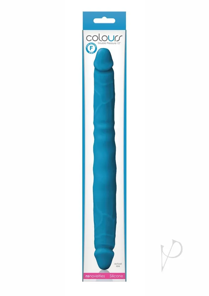 Dildos Colours Colours Double Pleasures Silicone Double Dildo 12in Blue