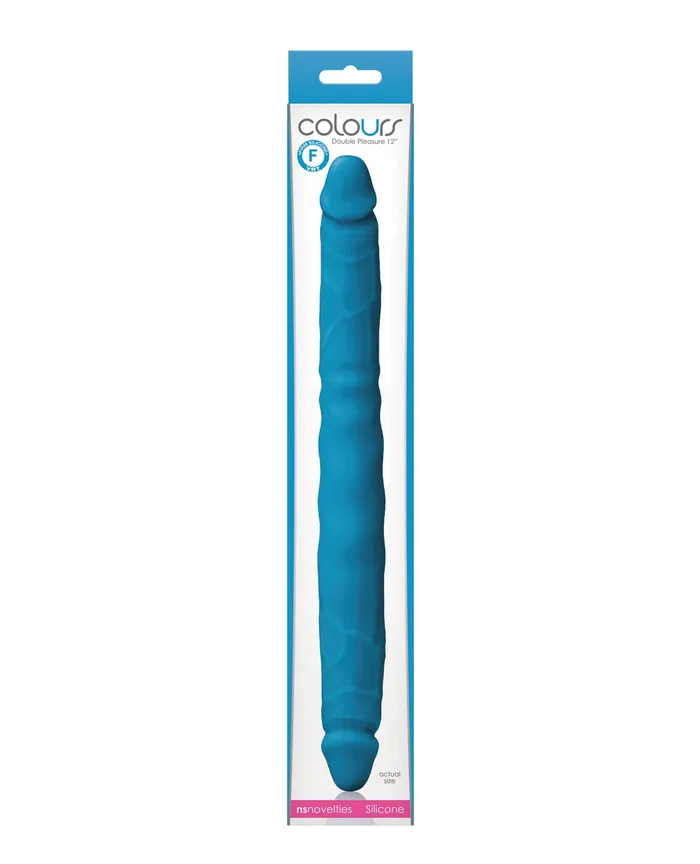 Dildos Colours Colours Double Pleasures Silicone Double Dildo 12in Blue