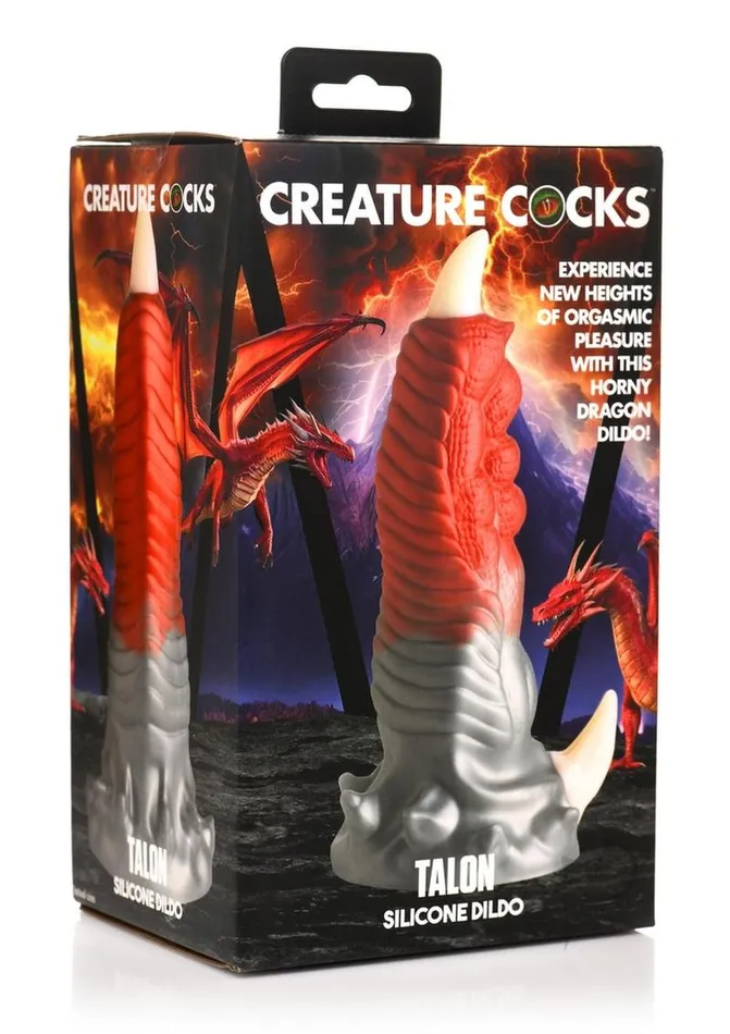 Dildos Creature Cocks Creature Cocks Talon Silicone Dildo RedSilverWhite