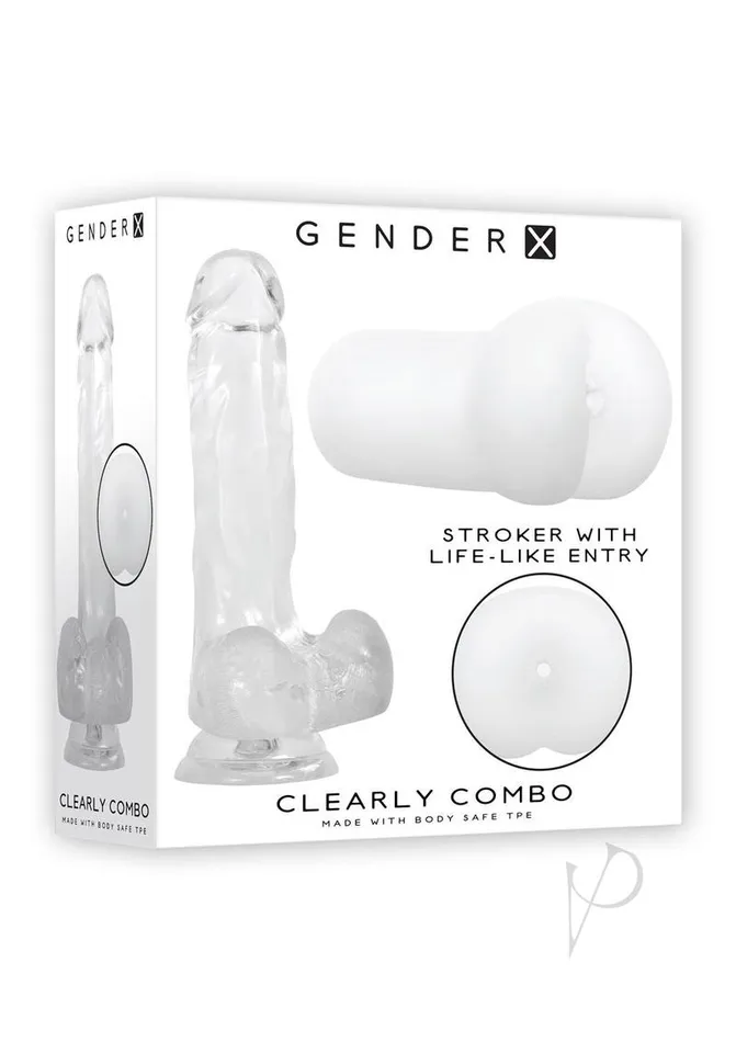 Dildos Gender X Gender X Clearly Combo Dildo and Stroker Kit 2 piece set Clear Dildos Gender X Gender X Clearly Combo Dildo and Stroker Kit 2 piece set Clear