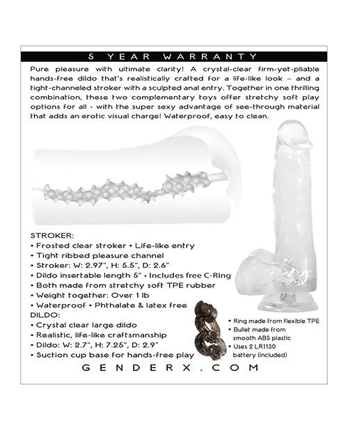 Dildos Gender X Gender X Clearly Combo Dildo and Stroker Kit 2 piece set Clear