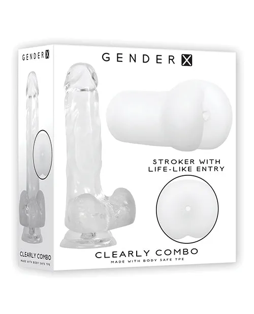 Dildos Gender X Gender X Clearly Combo Dildo and Stroker Kit 2 piece set Clear