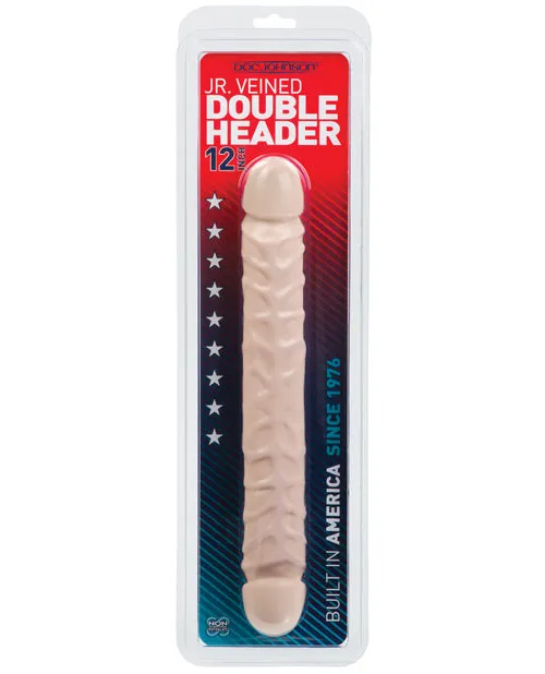 Dildos Jr Veined Double Header Dildo 12in Vanilla Doc Johnson