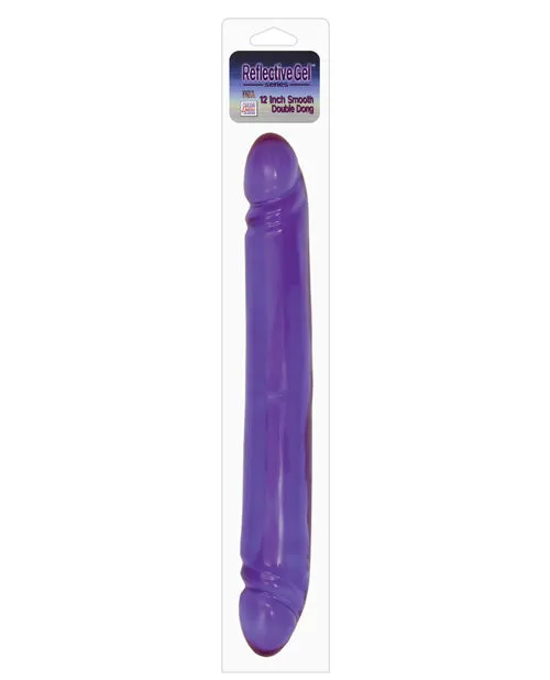 Dildos Playful Dongs Reflective Gel Smooth Double Dildo 12in Purple