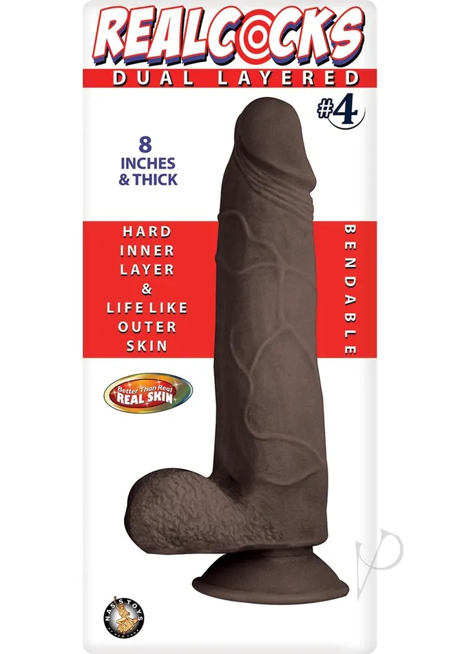 Dildos Realcocks Realcocks Dual Layered 4 Bendable Thick Dildo 8in Chocolate Dildos Realcocks Realcocks Dual Layered 4 Bendable Thick Dildo 8in Chocolate