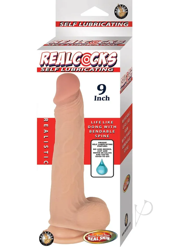 Dildos Realcocks Realcocks Self Lubricating Bendable Dildo with Balls 9in Vanilla Dildos Realcocks Realcocks Self Lubricating Bendable Dildo with Balls 9in Vanilla