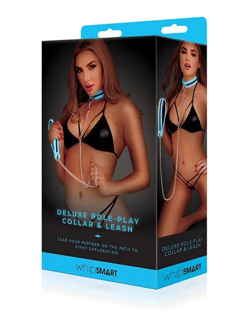 Dildos Whipsmart WhipSmart Glow in the Dark Deluxe RolePlay Collar and Leash Blue