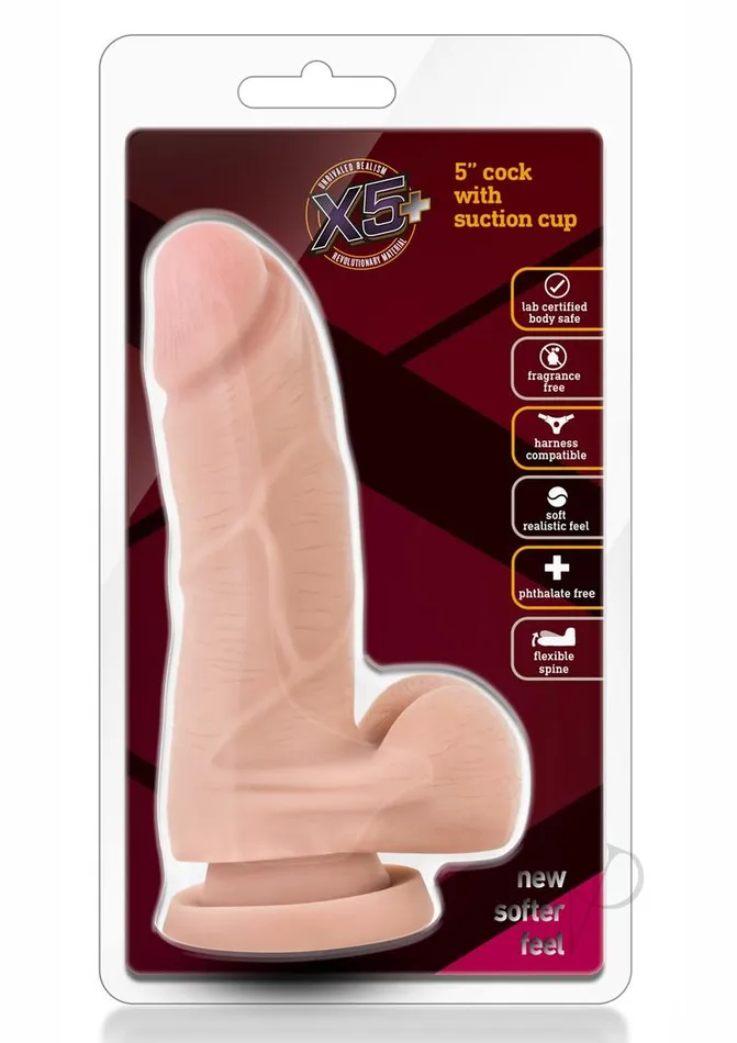Dildos X5 Plus X5 Plus Cock Dildo with Balls 5in Vanilla