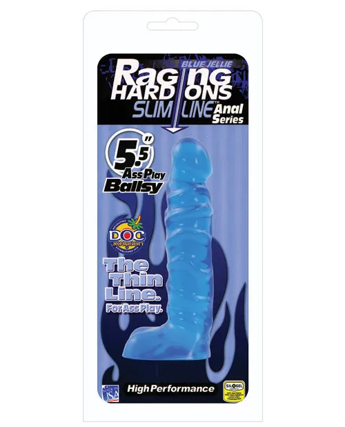 Doc Johnson Anal Raging HardOns Slimline Anal Series Ass Play Ballsy Dildo with Balls 55in Cobalt Blue Doc Johnson Anal Raging HardOns Slimline Anal Series Ass Play Ballsy Dildo with Balls 55in Cobalt Blue