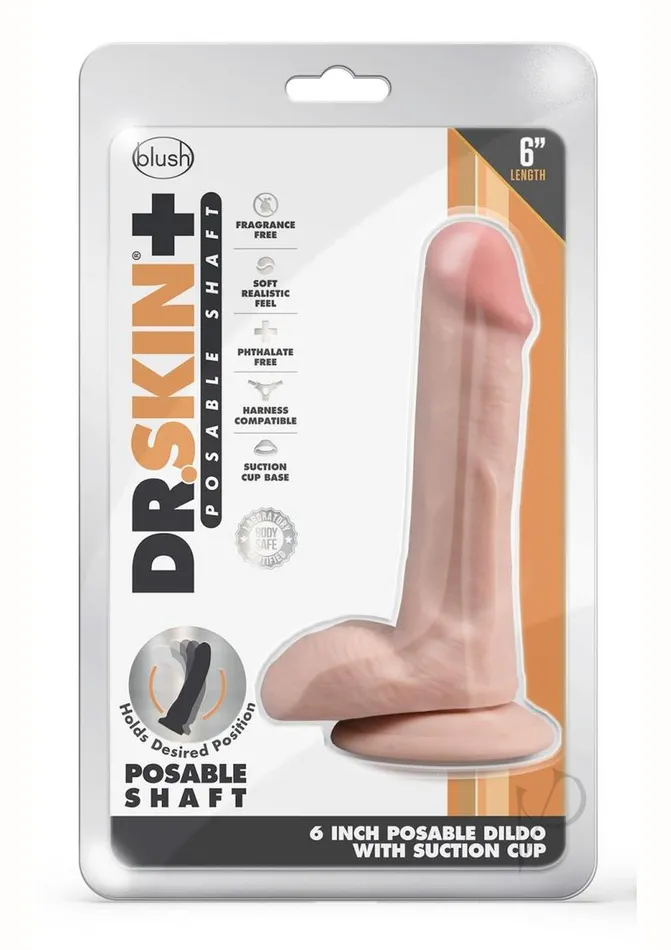 Dr Skin Plus Gold Collection Posable Dildo with Balls and Suction Cup 6in Vanilla Dr Skin Dildos Dr Skin Plus Gold Collection Posable Dildo with Balls and Suction Cup 6in Vanilla Dr Skin Dildos