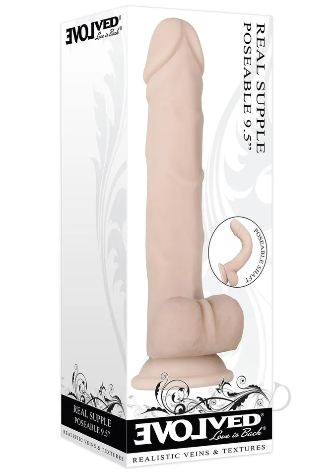 Evolved Dildos Real Supple Poseable Dildo with Balls 95in Vanilla