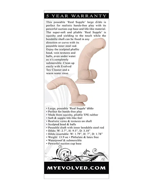Evolved Dildos Real Supple Poseable Dildo with Balls 95in Vanilla