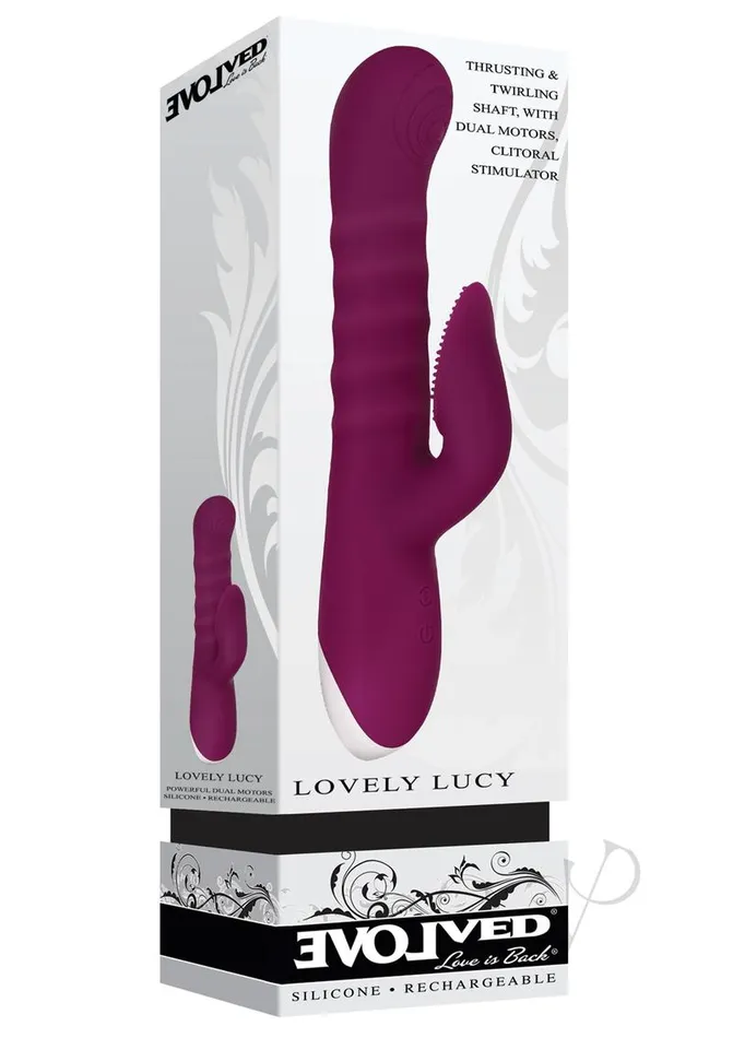 Evolved Female Sex Toys Lovely Lucy Rechargeable Silicone Dual Vibrator with Clitoral Stimulator Red Evolved Female Sex Toys Lovely Lucy Rechargeable Silicone Dual Vibrator with Clitoral Stimulator Red