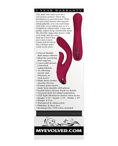 Evolved Female Sex Toys Red Dream Rechargeable Silicone Vibrator Burgundy