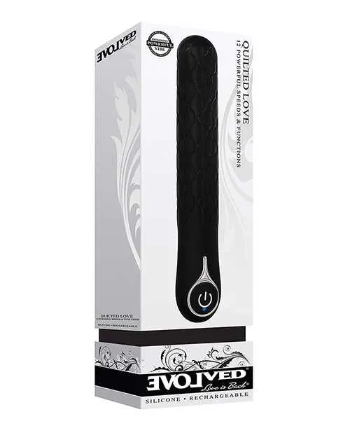 Evolved Vibrators Evolved Quilted Love Rechargeable Vibrator Black Evolved Vibrators Evolved Quilted Love Rechargeable Vibrator Black