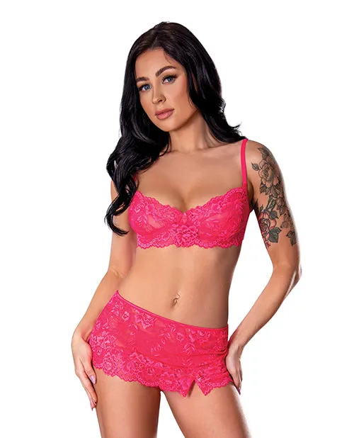 Exposed Vibrators Get It Girl Lace Bra wSkirt Thong Pink LXL