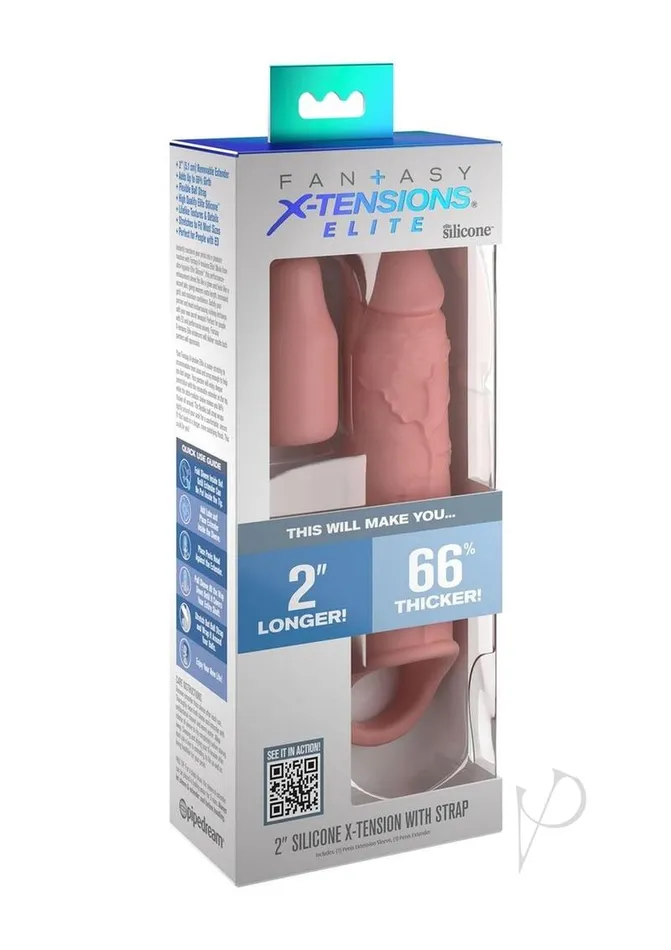 Fantasy X Tensions Male Sex Toys Fantasy XTensions Elite Silicone 6in Sleeve with Strap and 2in Plug Vanilla Fantasy X Tensions Male Sex Toys Fantasy XTensions Elite Silicone 6in Sleeve with Strap and 2in Plug Vanilla