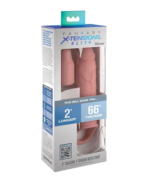Fantasy X Tensions Male Sex Toys Fantasy XTensions Elite Silicone 6in Sleeve with Strap and 2in Plug Vanilla