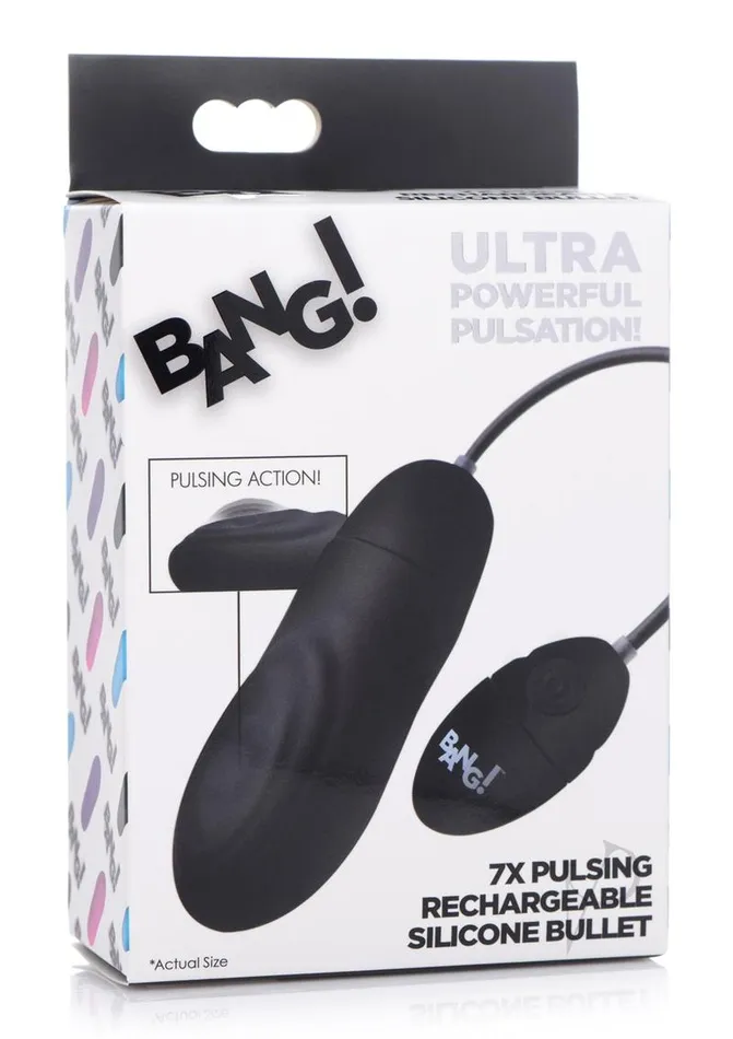 Female Sex Toys Bang Bang 7X Pulsing Rechargeable Silicone Bullet Vibrator with Wired Remote Control Black Female Sex Toys Bang Bang 7X Pulsing Rechargeable Silicone Bullet Vibrator with Wired Remote Control Black