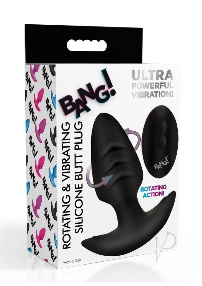 Female Sex Toys Bang Bang Rotating Vibrating Rechargeable Silicone Butt Plug with Remote Control Black Female Sex Toys Bang Bang Rotating Vibrating Rechargeable Silicone Butt Plug with Remote Control Black