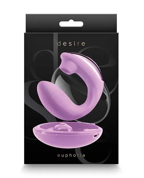 Female Sex Toys Desire Desire Euphoria Dual End Vibrator with Air Pulse Clitoral Stimulation Magenta
