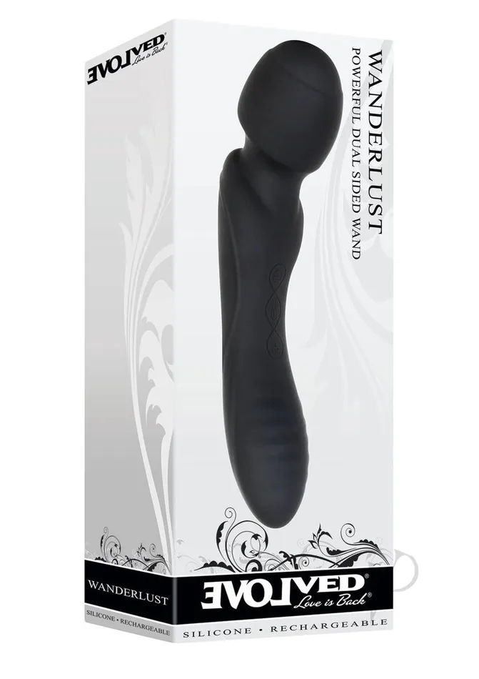 Female Sex Toys Evolved Wanderlust Rechargeable Silicone Powerful Dual Sided Wand Massager Black Female Sex Toys Evolved Wanderlust Rechargeable Silicone Powerful Dual Sided Wand Massager Black