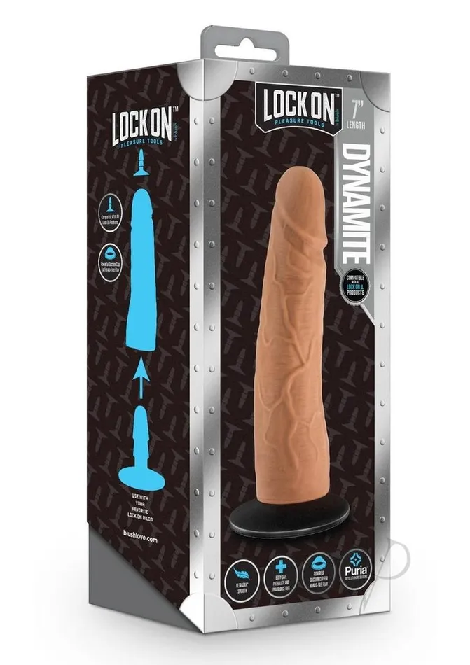 Female Sex Toys Lock On Lock On Dynamite Dildo with Suction Cup Adapter 7in Caramel Female Sex Toys Lock On Lock On Dynamite Dildo with Suction Cup Adapter 7in Caramel