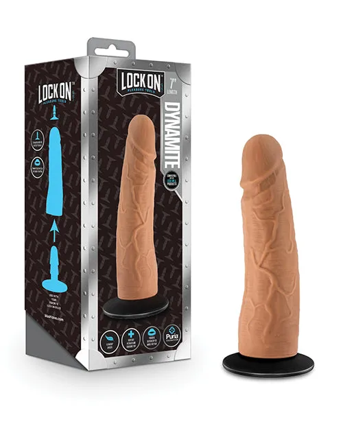Female Sex Toys Lock On Lock On Dynamite Dildo with Suction Cup Adapter 7in Caramel Female Sex Toys Lock On Lock On Dynamite Dildo with Suction Cup Adapter 7in Caramel