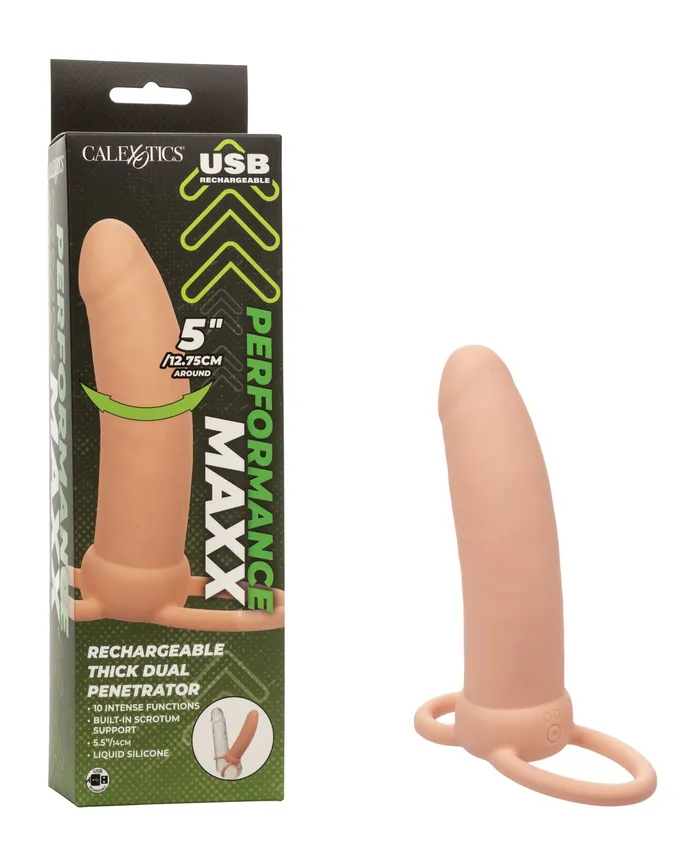 Female Sex Toys Performance Maxx Performance Maxx Rechargeable Silicone Thick Dual Penetrator Extender Vanilla